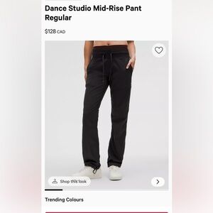 lululemon athletica Black Track Pants - “Dance Studio Mid Rise Pant”